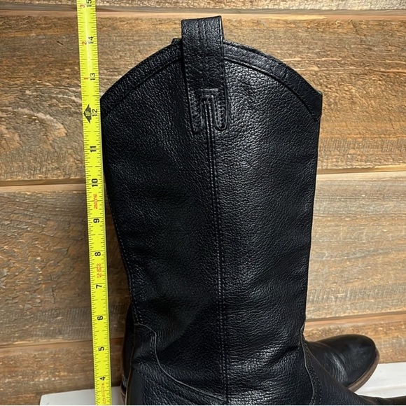 Frye Carson Pull On Black Leather Southern Western Cowgirl Festival Boots 11 - Picture 12 of 13